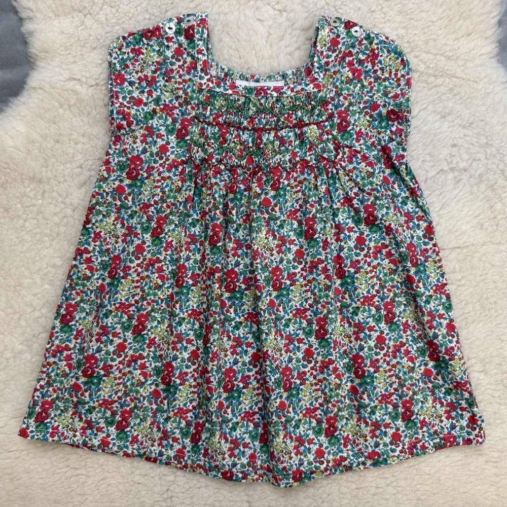 Caramel Clothing UK Baby Girls 12M Floral Smocked Cotton Dress Designer Boho